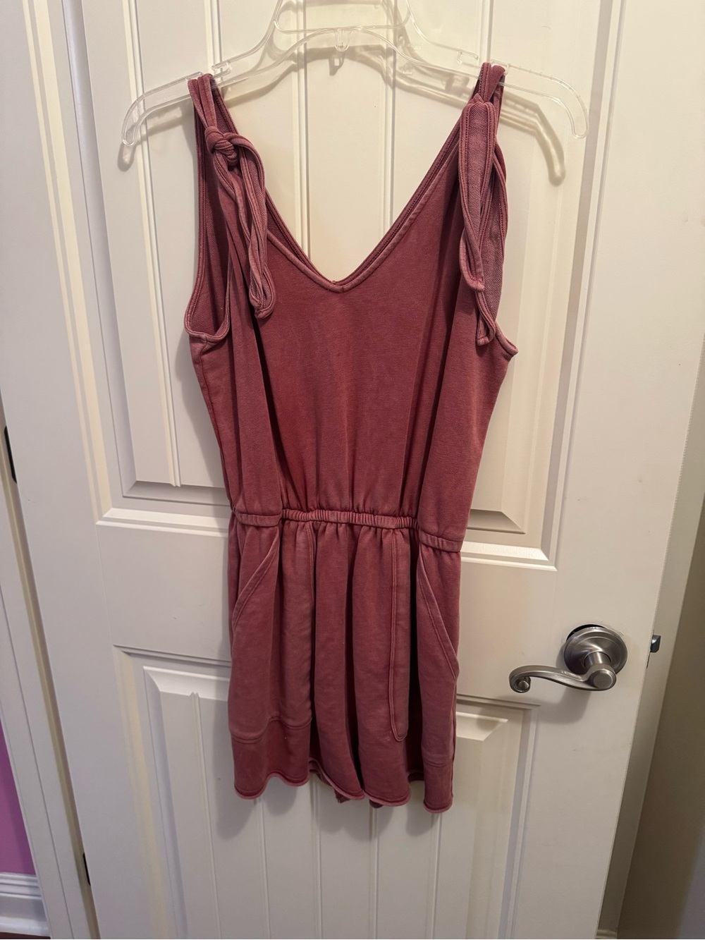 aerie Dusty Rose Tank Romper with Tie Straps